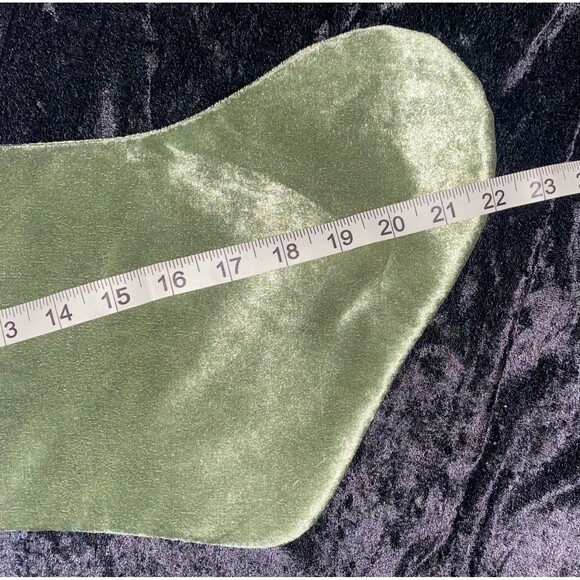 Christmas Stocking Tone on Tone Greens Floral Leaves Embroidery on Cuff - Picture 5 of 5